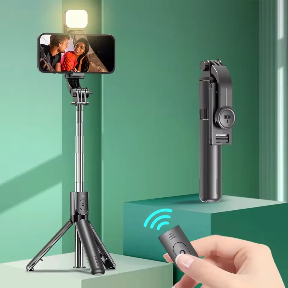 Bluetooth Selfie Stick Tripod Desktop Stand, Phone Holder, Wireless Remote Shutter, for IPhone Android, Option with Fill Light